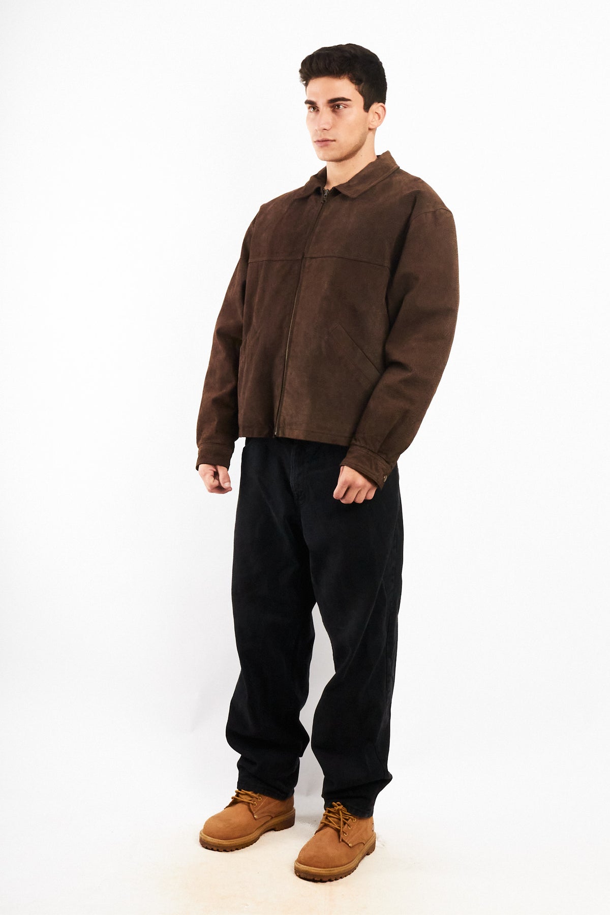 2000 Vintage Chocolate Suede Bomber Jacket (M)