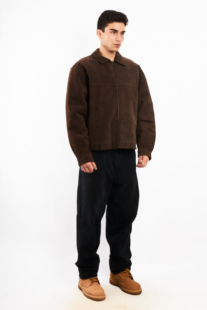 2000 Vintage Chocolate Suede Bomber Jacket (M)