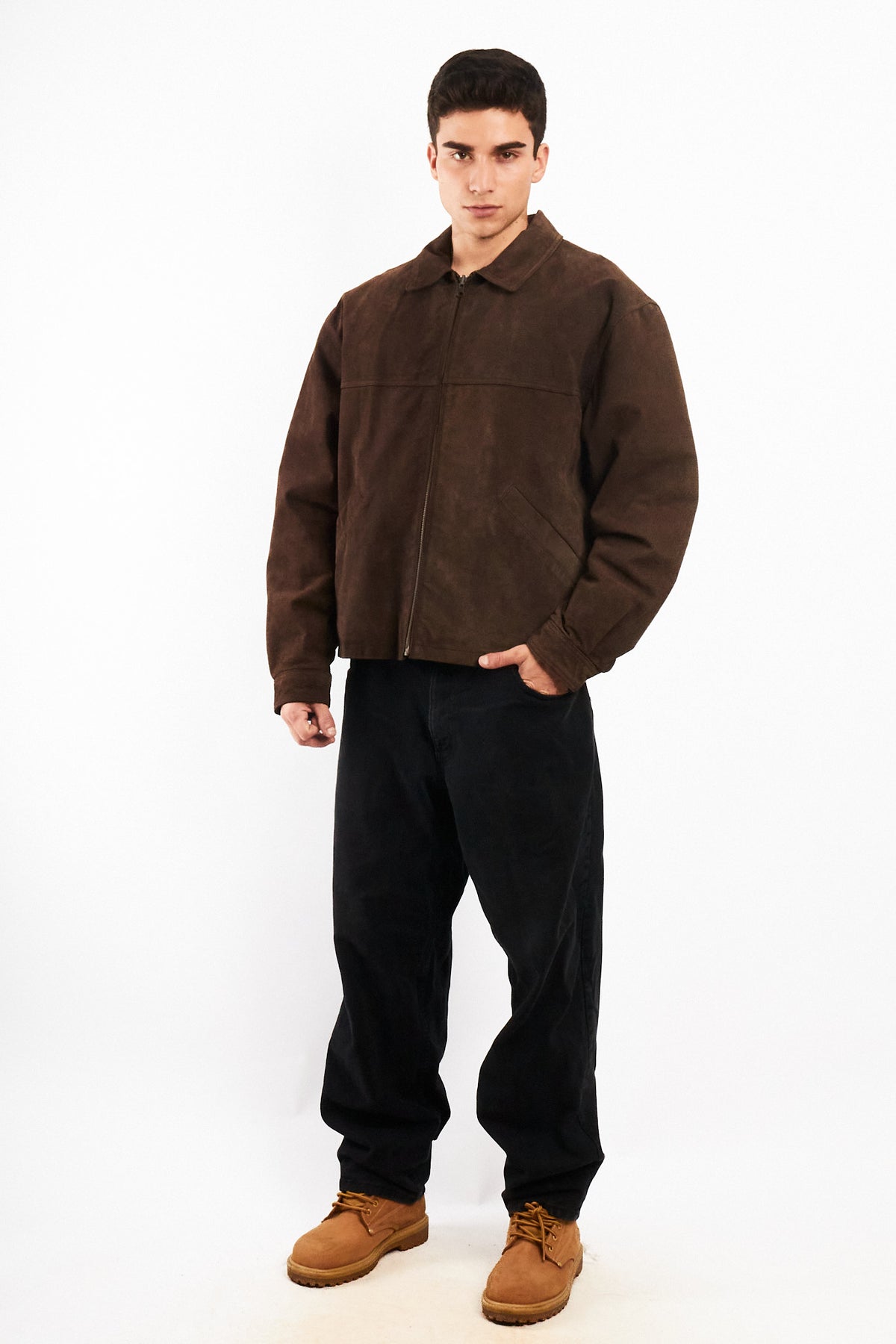 2000 Vintage Chocolate Suede Bomber Jacket (M)