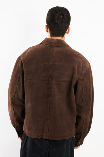 2000 Vintage Chocolate Suede Bomber Jacket (M)