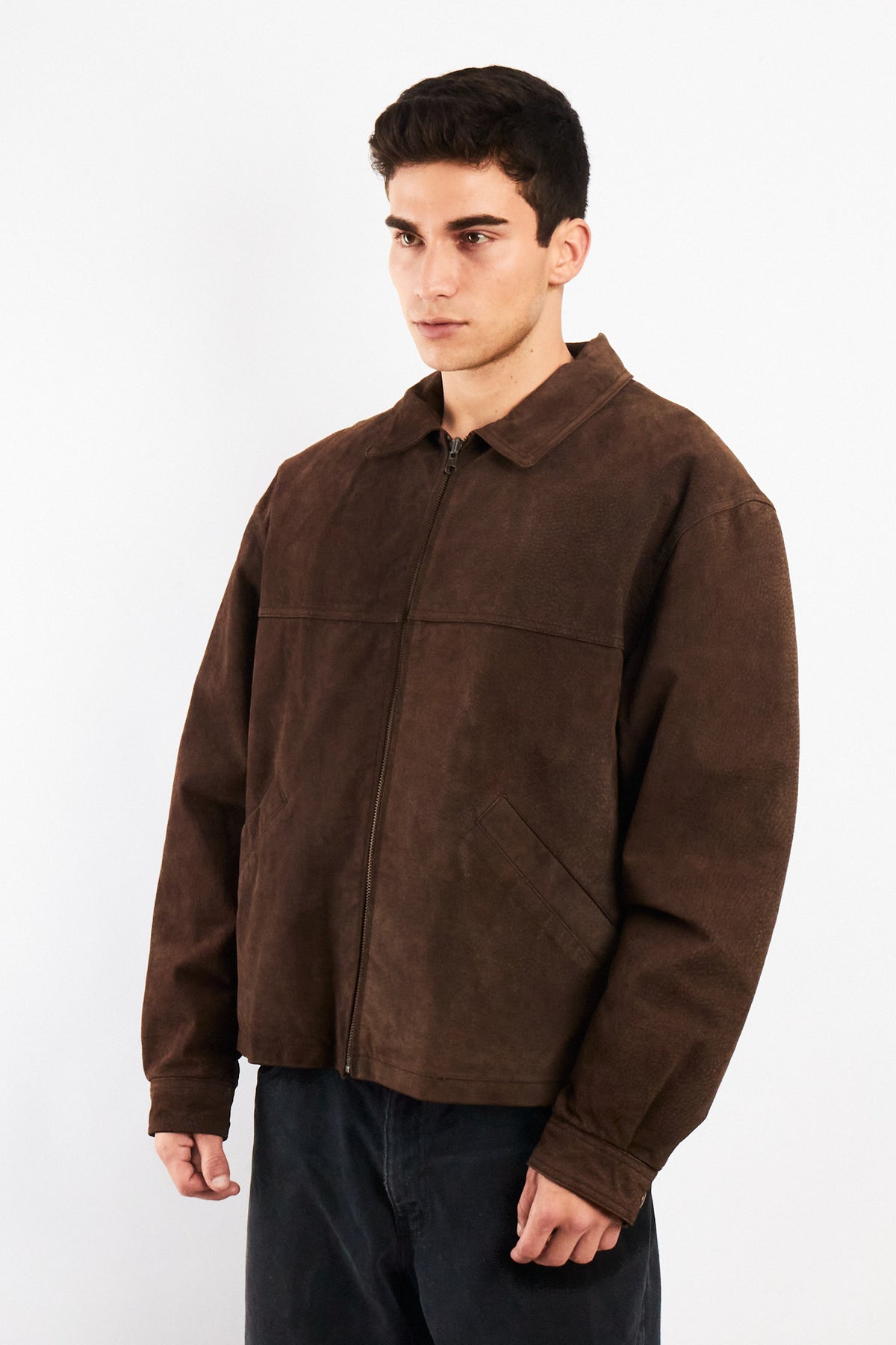 2000 Vintage Chocolate Suede Bomber Jacket (M)