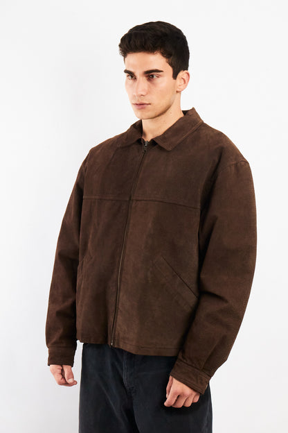 2000 Vintage Chocolate Suede Bomber Jacket (M)