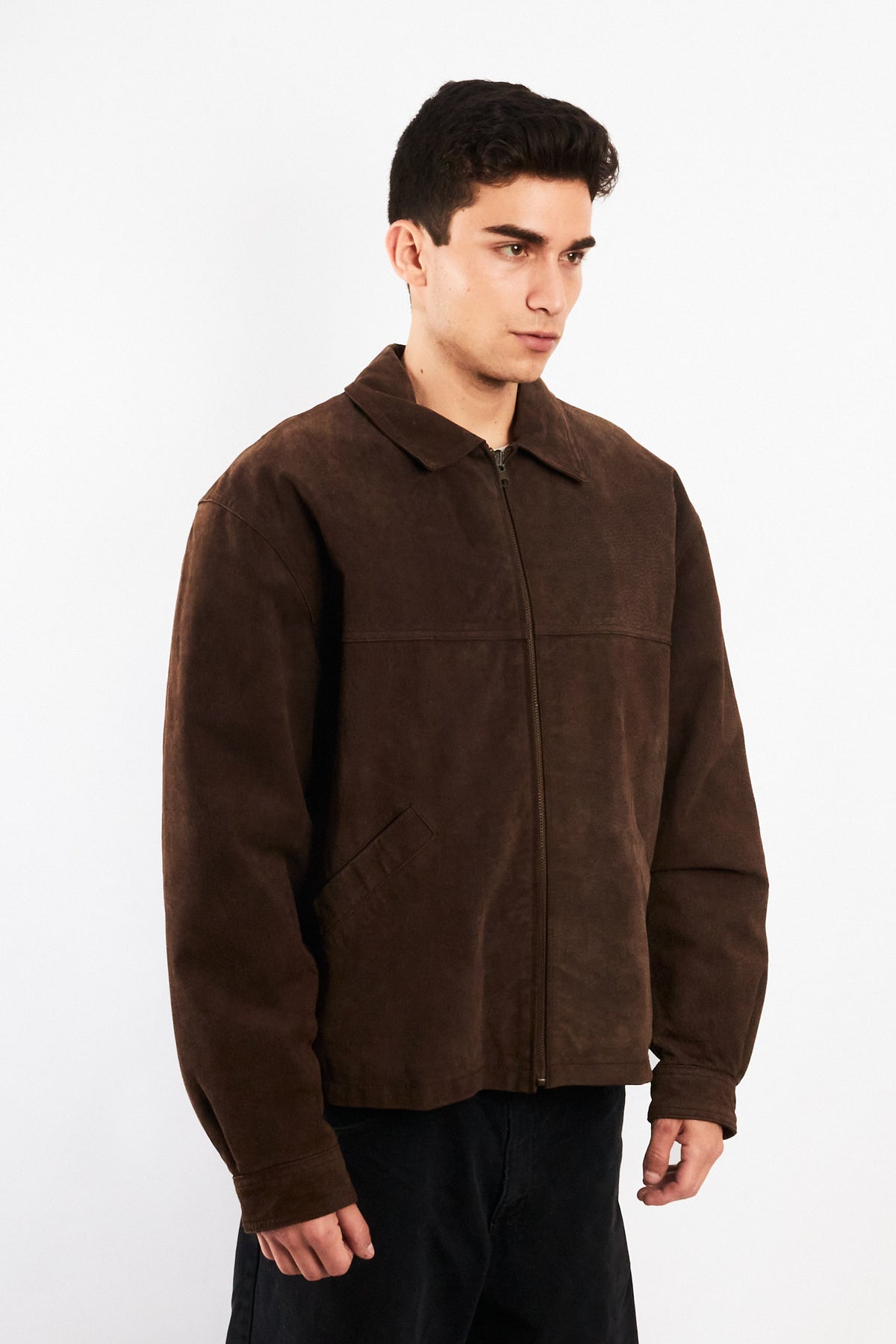 2000 Vintage Chocolate Suede Bomber Jacket (M)