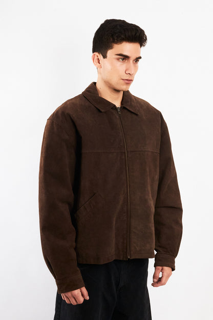 2000 Vintage Chocolate Suede Bomber Jacket (M)