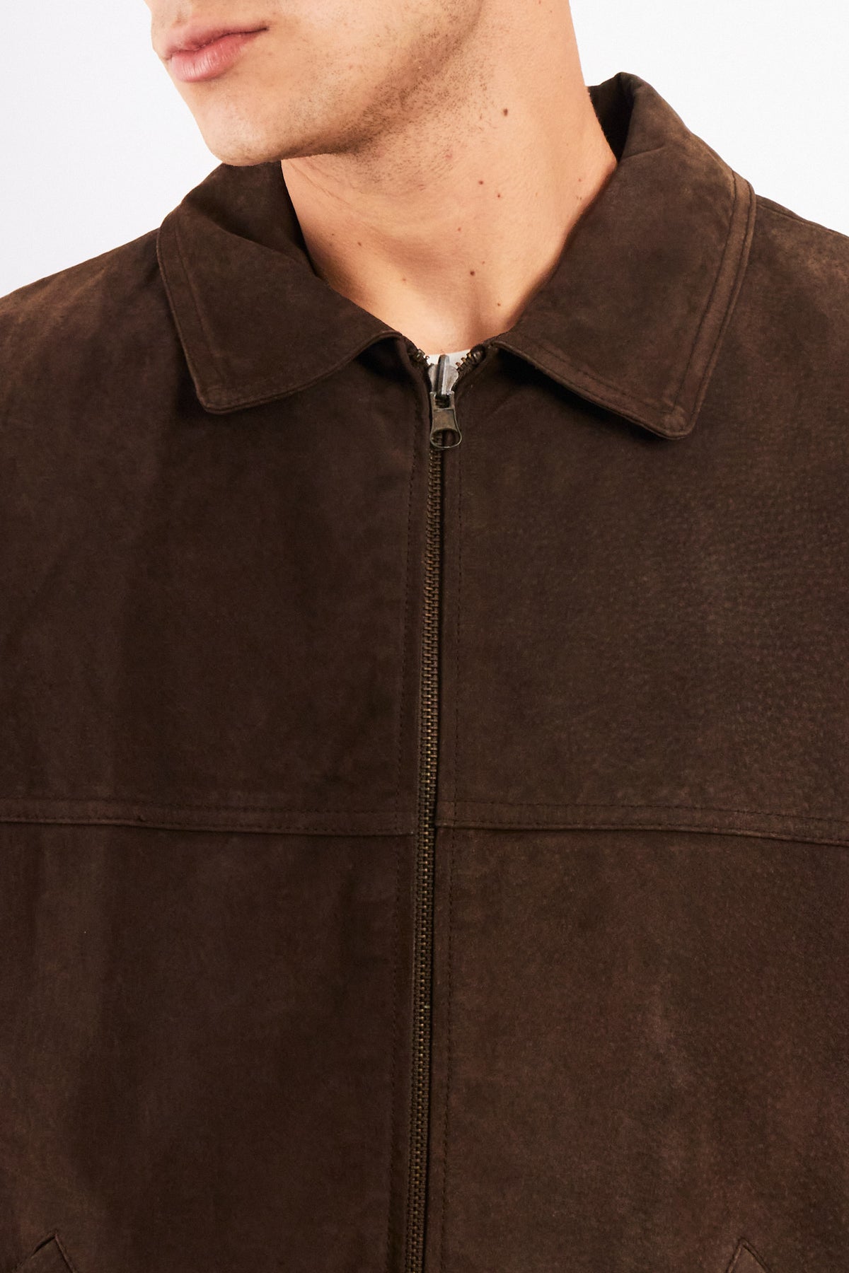 2000 Vintage Chocolate Suede Bomber Jacket (M)