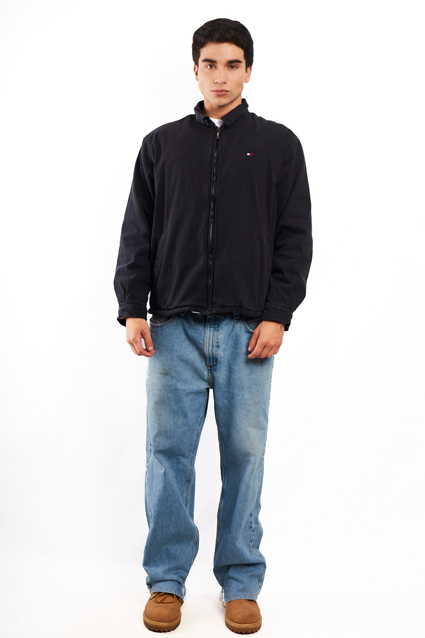 2000 Vintage Tommy Hilfiger Black Harrington (L/XL)