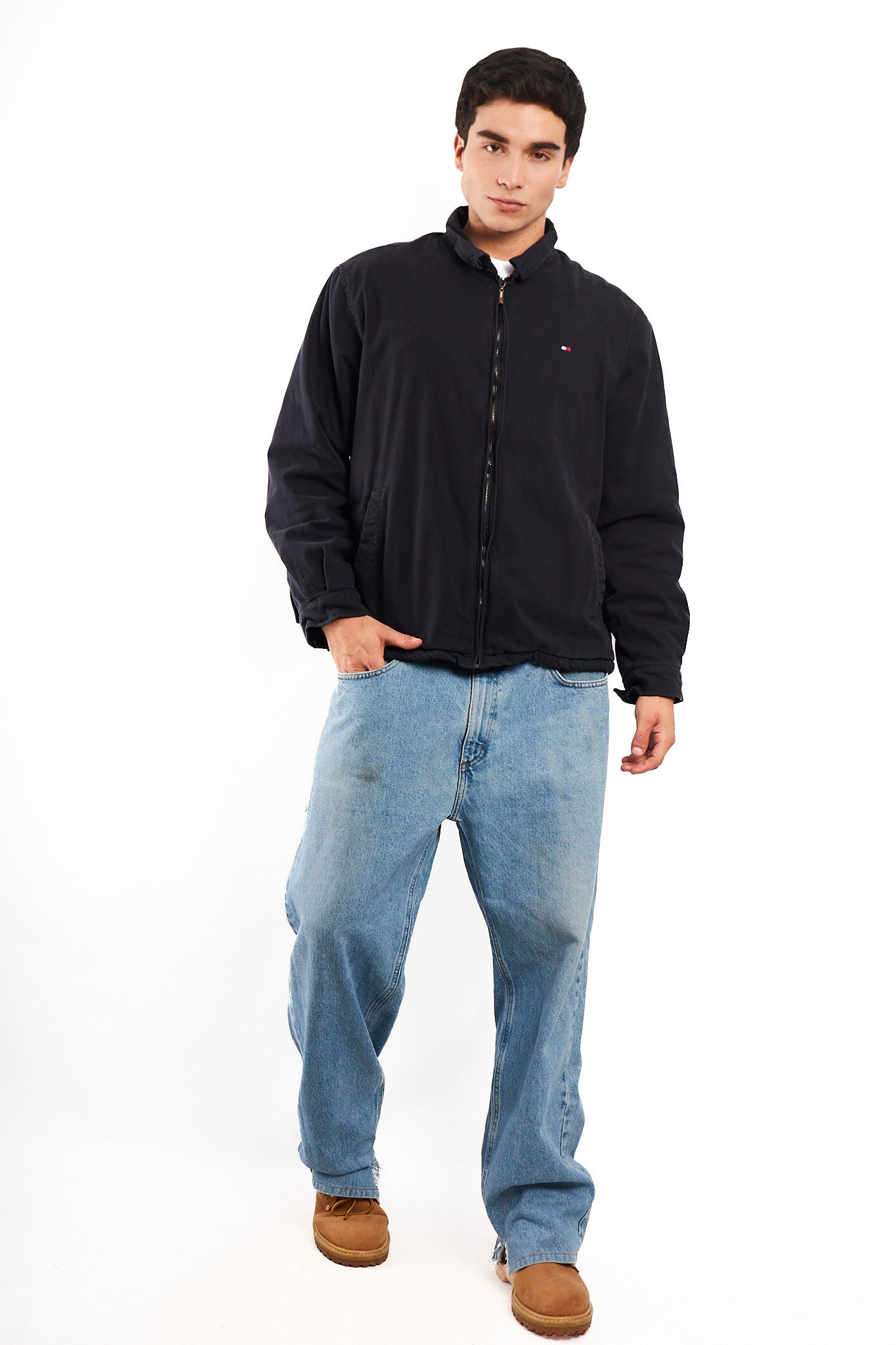 2000 Vintage Tommy Hilfiger Black Harrington (L/XL)