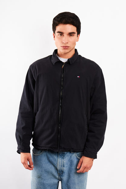 2000 Vintage Tommy Hilfiger Black Harrington (L/XL)