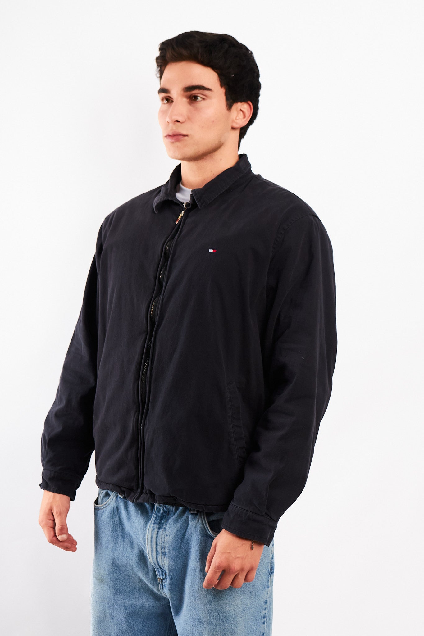 2000 Vintage Tommy Hilfiger Black Harrington (L/XL)