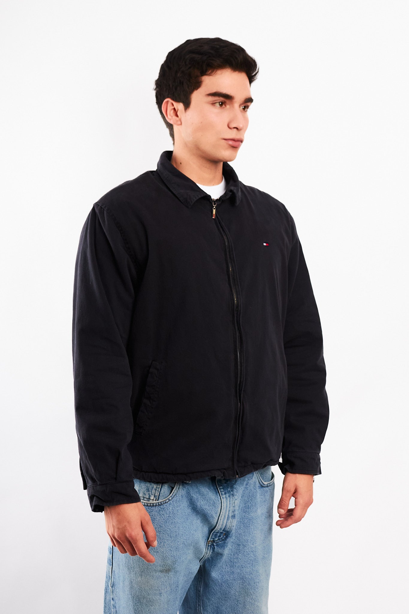 2000 Vintage Tommy Hilfiger Black Harrington (L/XL)