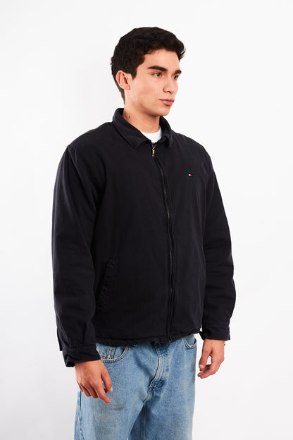 2000 Vintage Tommy Hilfiger Black Harrington (L/XL)