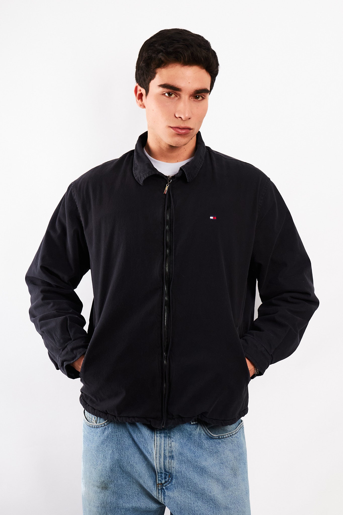 2000 Vintage Tommy Hilfiger Black Harrington (L/XL)