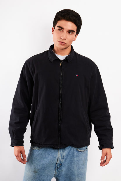 2000 Vintage Tommy Hilfiger Black Harrington (L/XL)