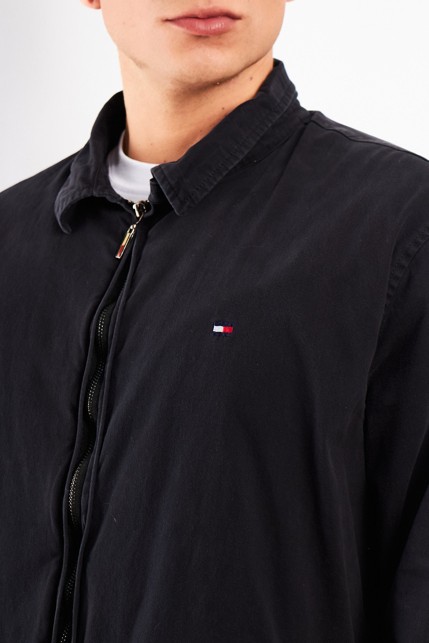 2000 Vintage Tommy Hilfiger Black Harrington (L/XL)