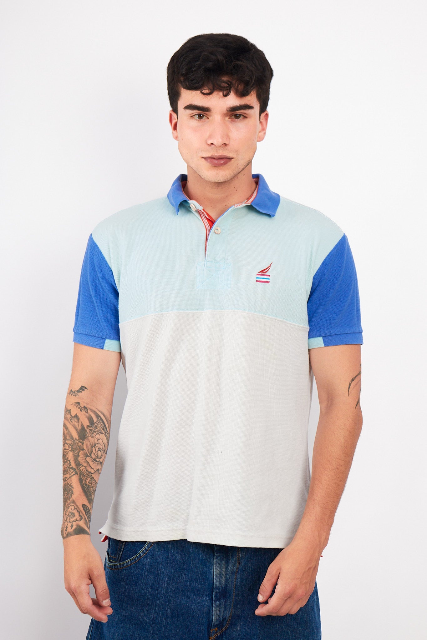 2000 Nautica Colorblock Sailing Flag Polo Shirt (M)