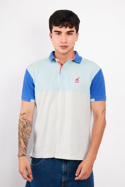 2000 Nautica Colorblock Sailing Flag Polo Shirt (M)