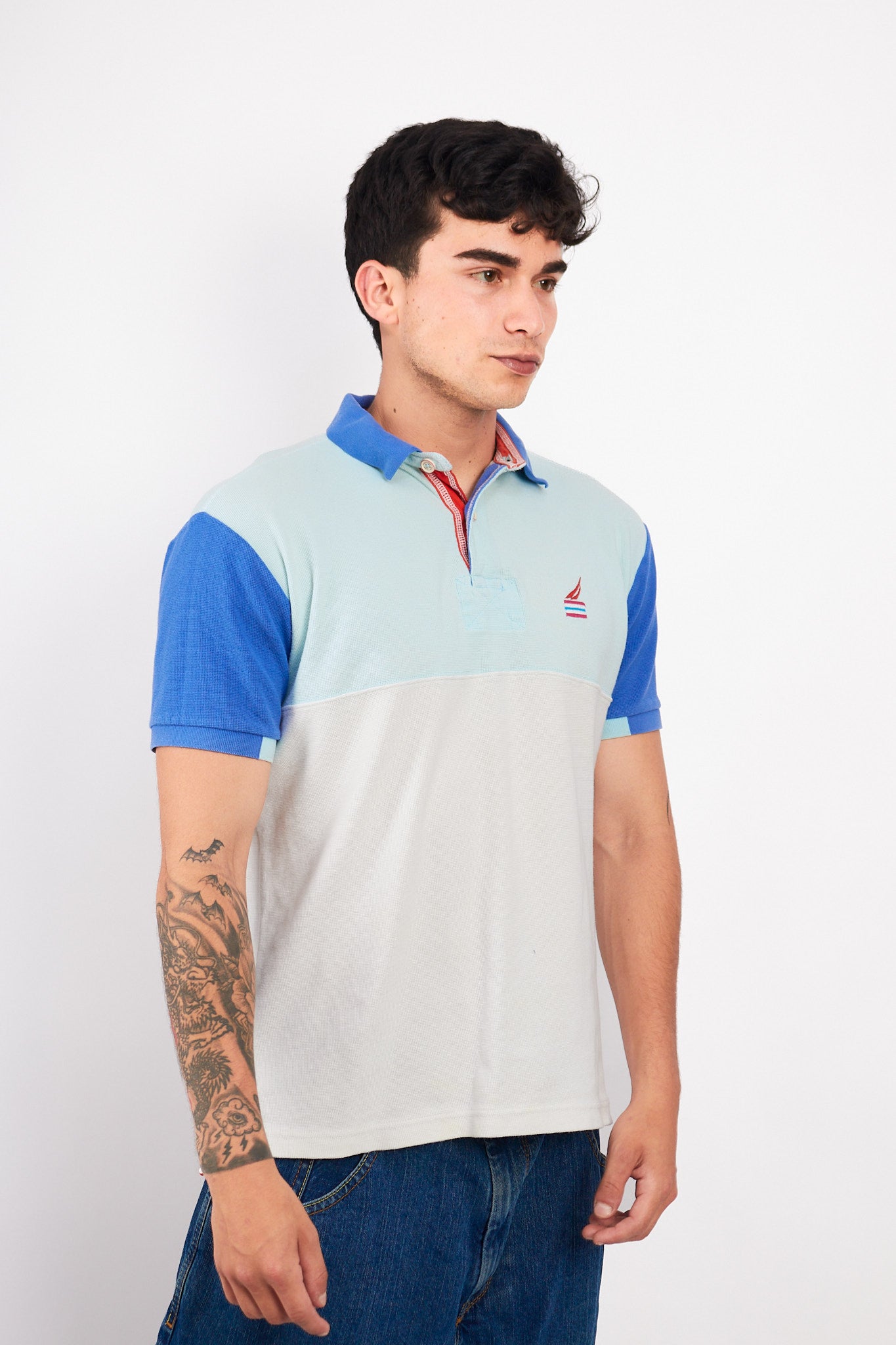 2000 Nautica Colorblock Sailing Flag Polo Shirt (M)