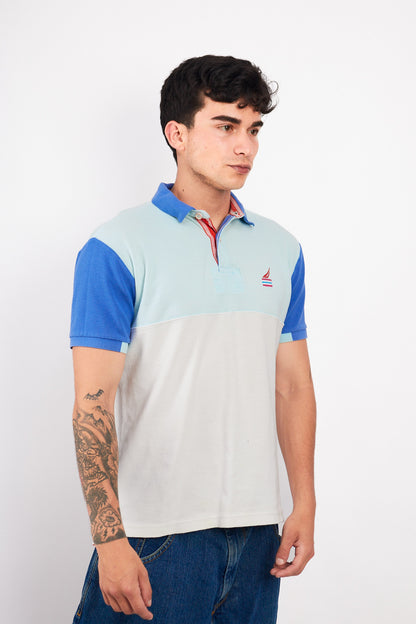 2000 Nautica Colorblock Sailing Flag Polo Shirt (M)
