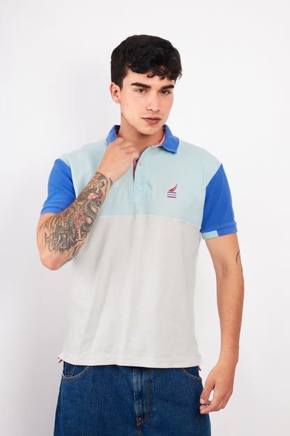 2000 Nautica Colorblock Sailing Flag Polo Shirt (M)