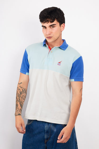 2000 Nautica Colorblock Sailing Flag Polo Shirt (M)