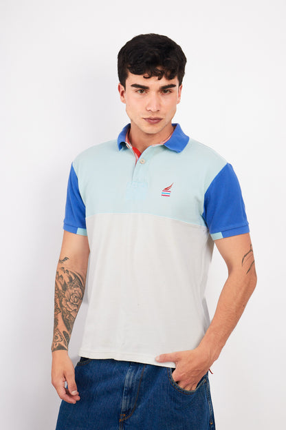 2000 Nautica Colorblock Sailing Flag Polo Shirt (M)