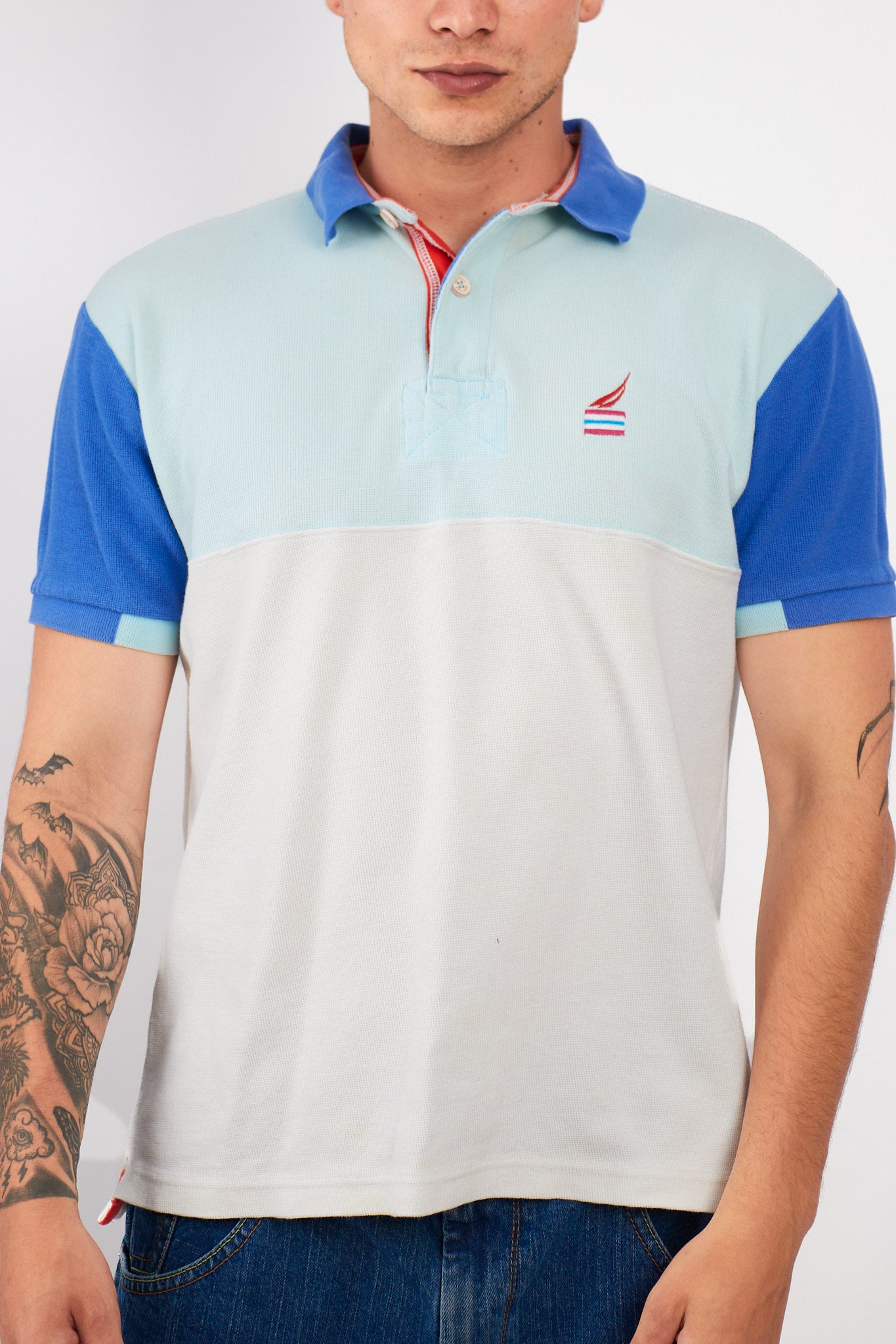 2000 Nautica Colorblock Sailing Flag Polo Shirt (M)