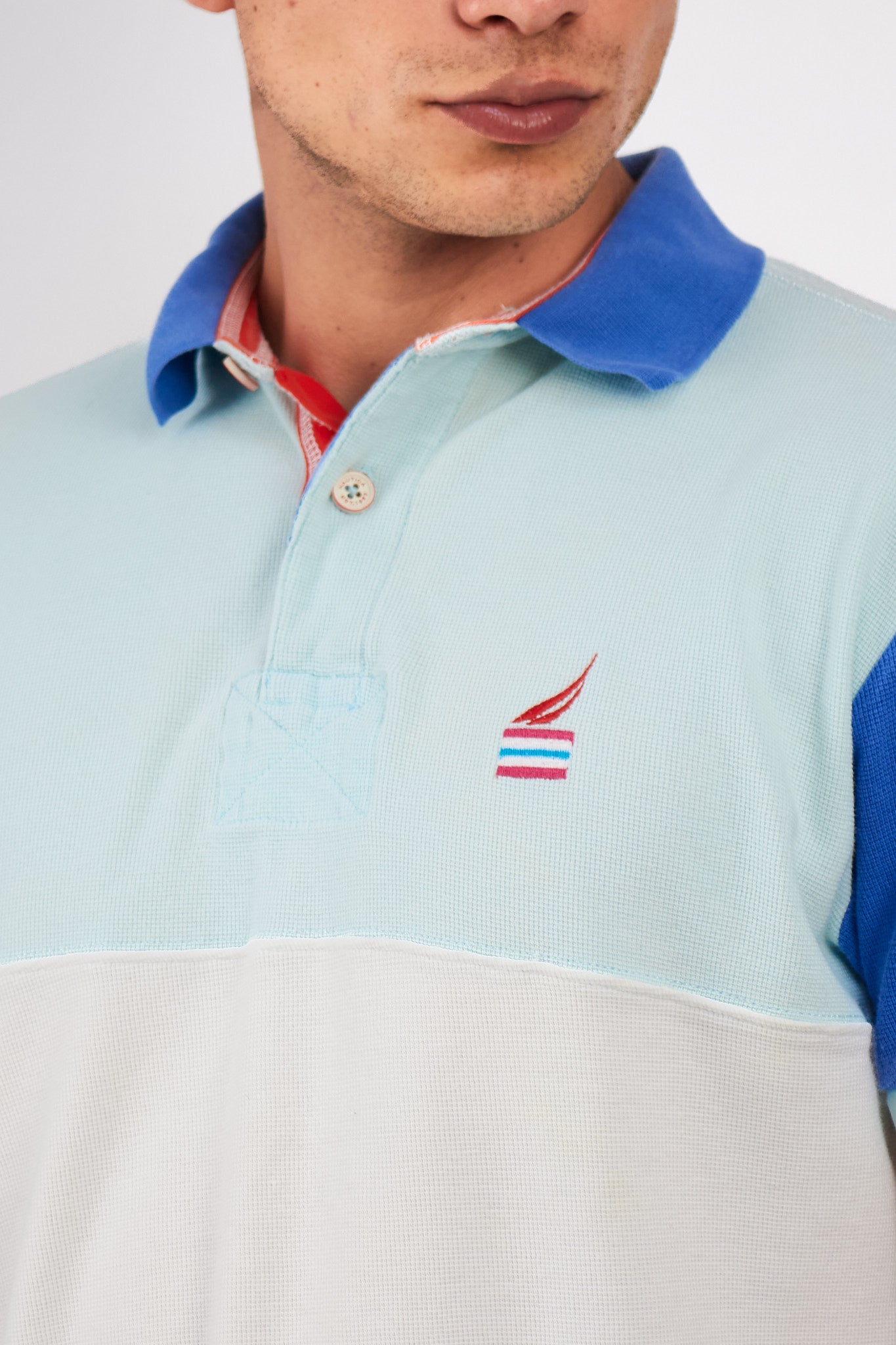 2000 Nautica Colorblock Sailing Flag Polo Shirt (M)