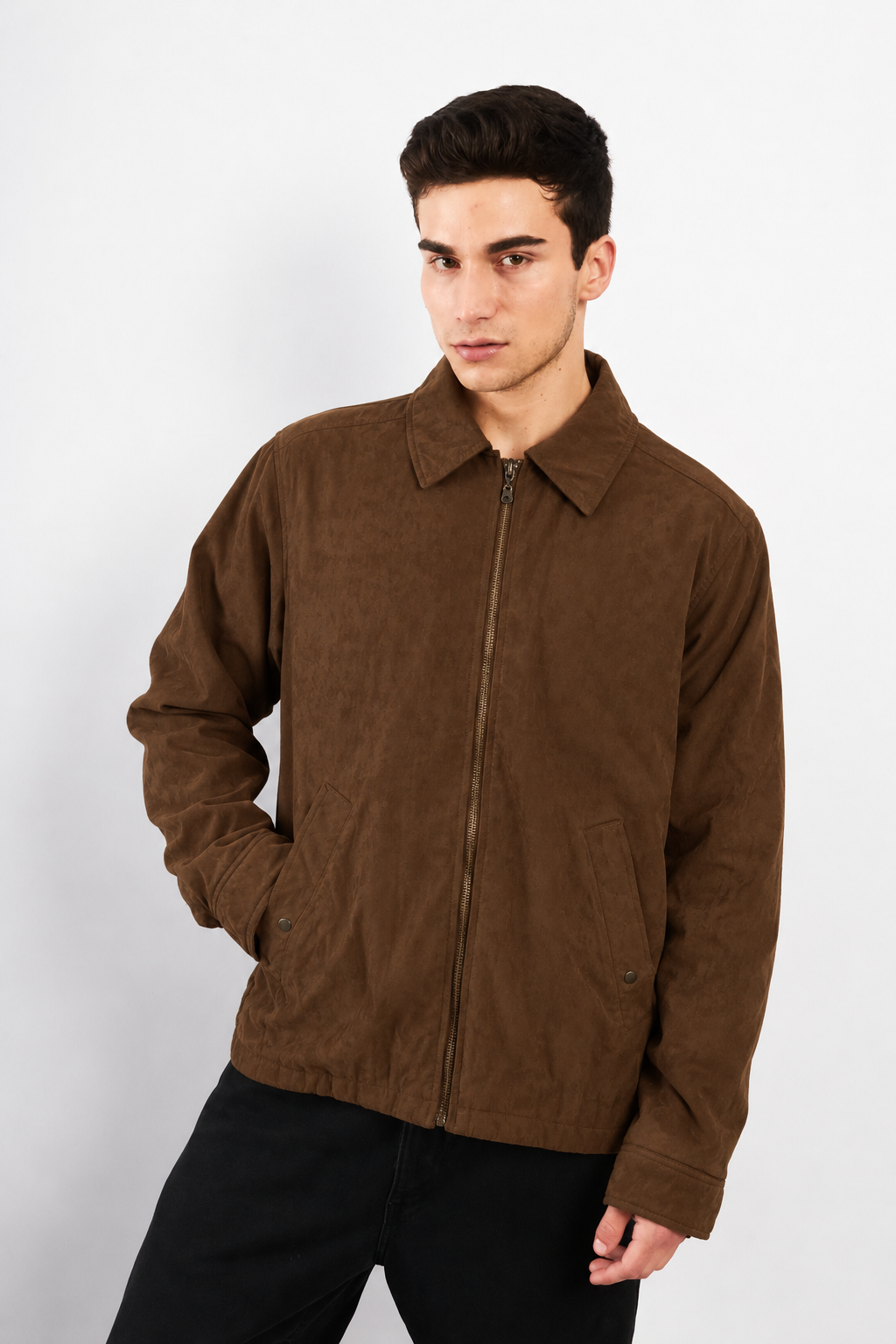 2000 VIntage Givenchy Coffee Peachskin Harrington Coat (M/L)