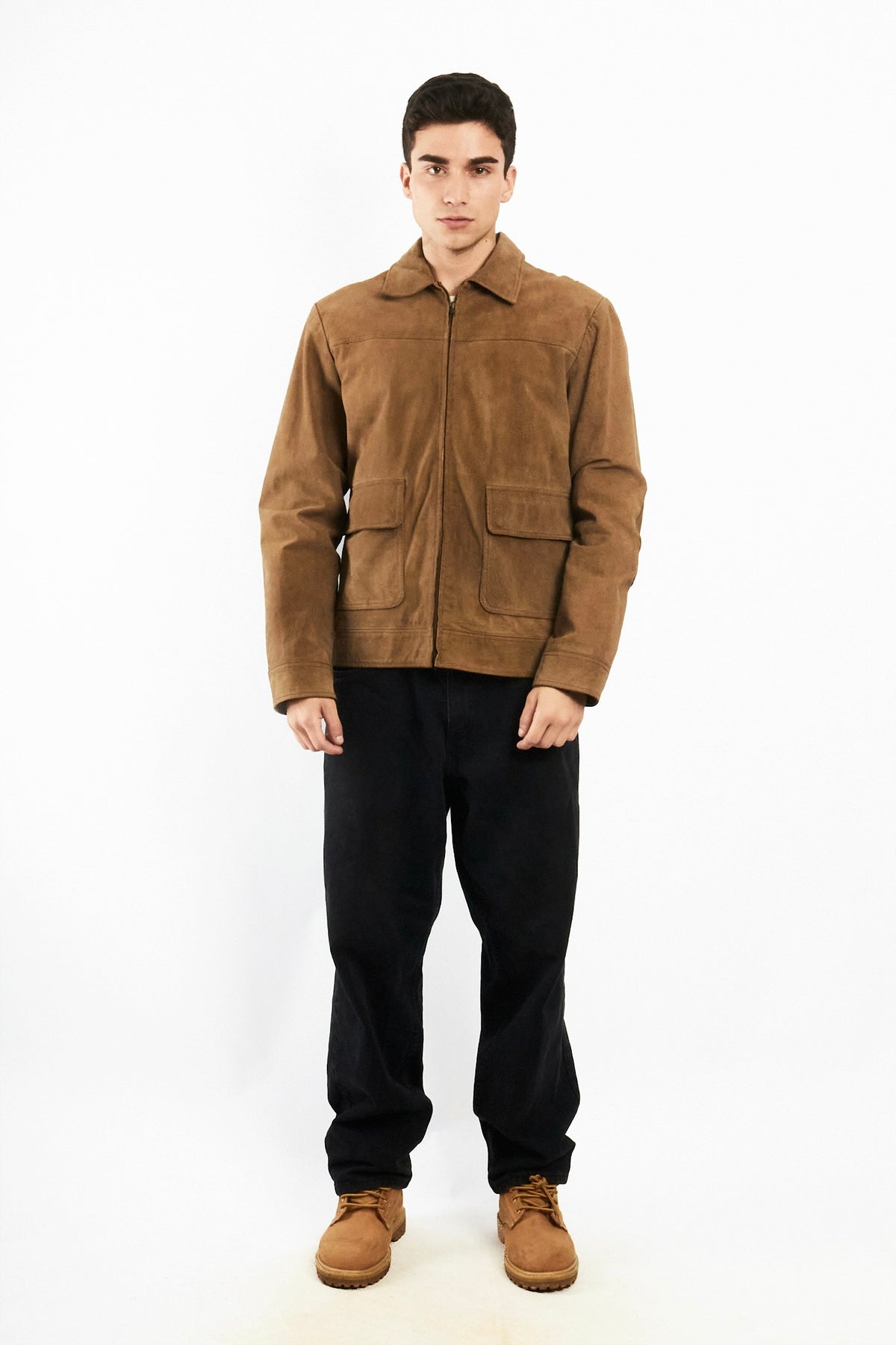 2000 Vintage Camel Workwear Leather Suede Jacket (M)
