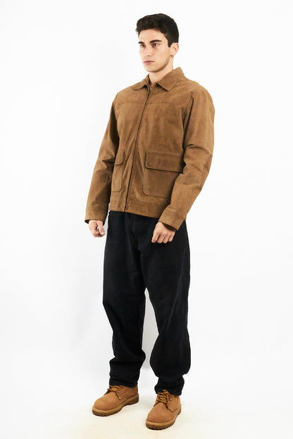 2000 Vintage Camel Workwear Leather Suede Jacket (M)