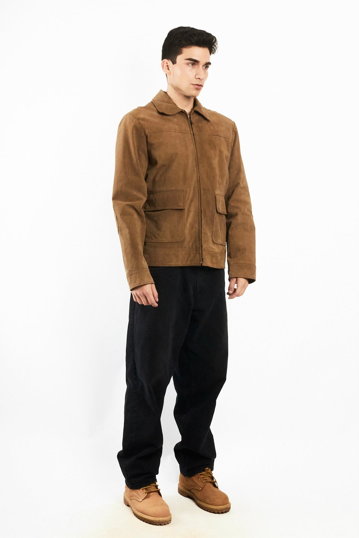 2000 Vintage Camel Workwear Leather Suede Jacket (M)