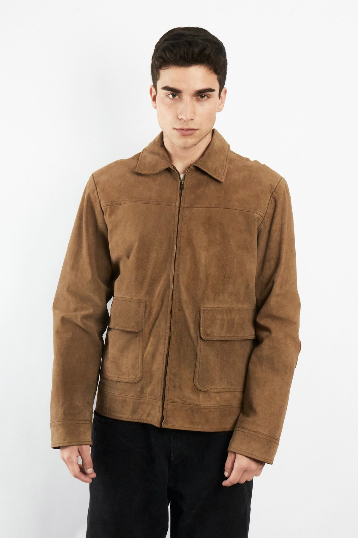 2000 Vintage Camel Workwear Leather Suede Jacket (M)