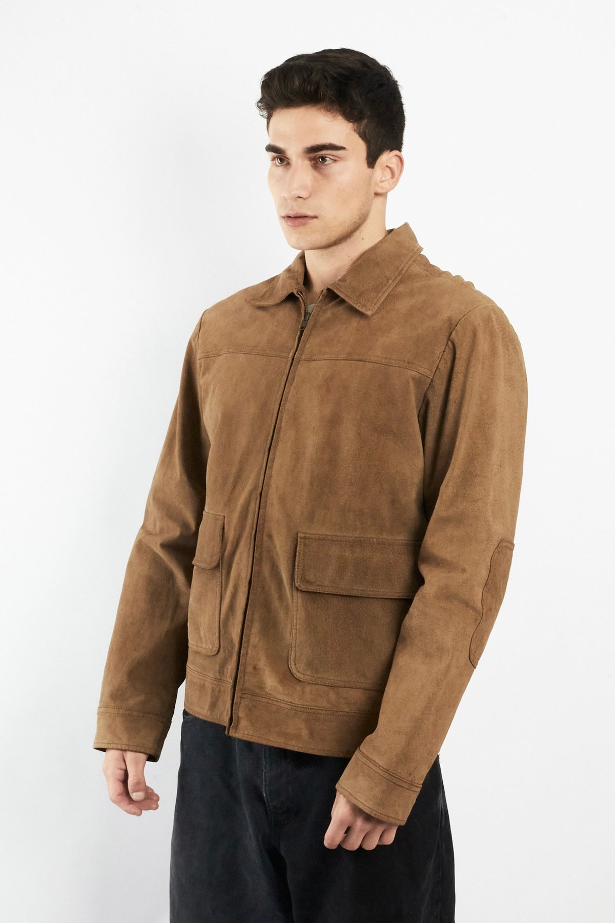 2000 Vintage Camel Workwear Leather Suede Jacket (M)