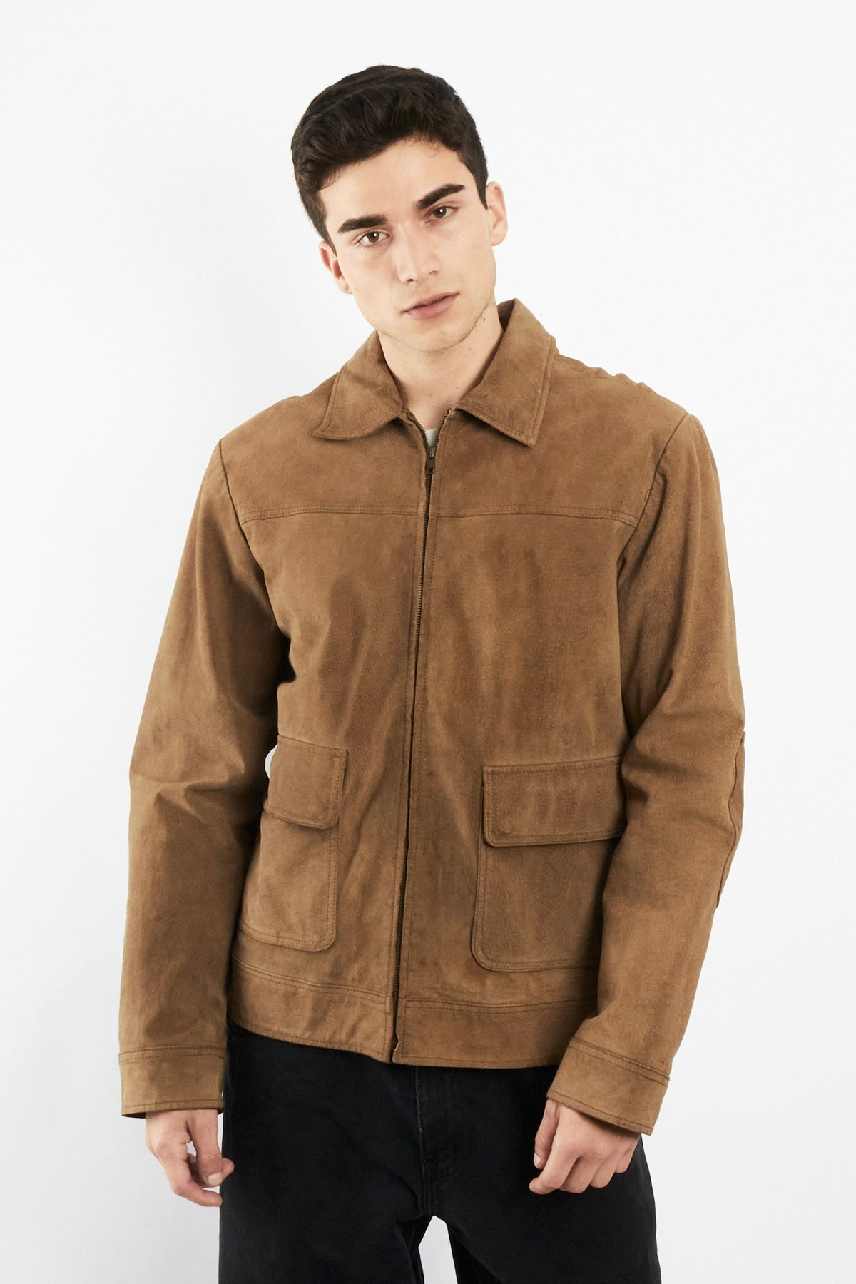 2000 Vintage Camel Workwear Leather Suede Jacket (M)