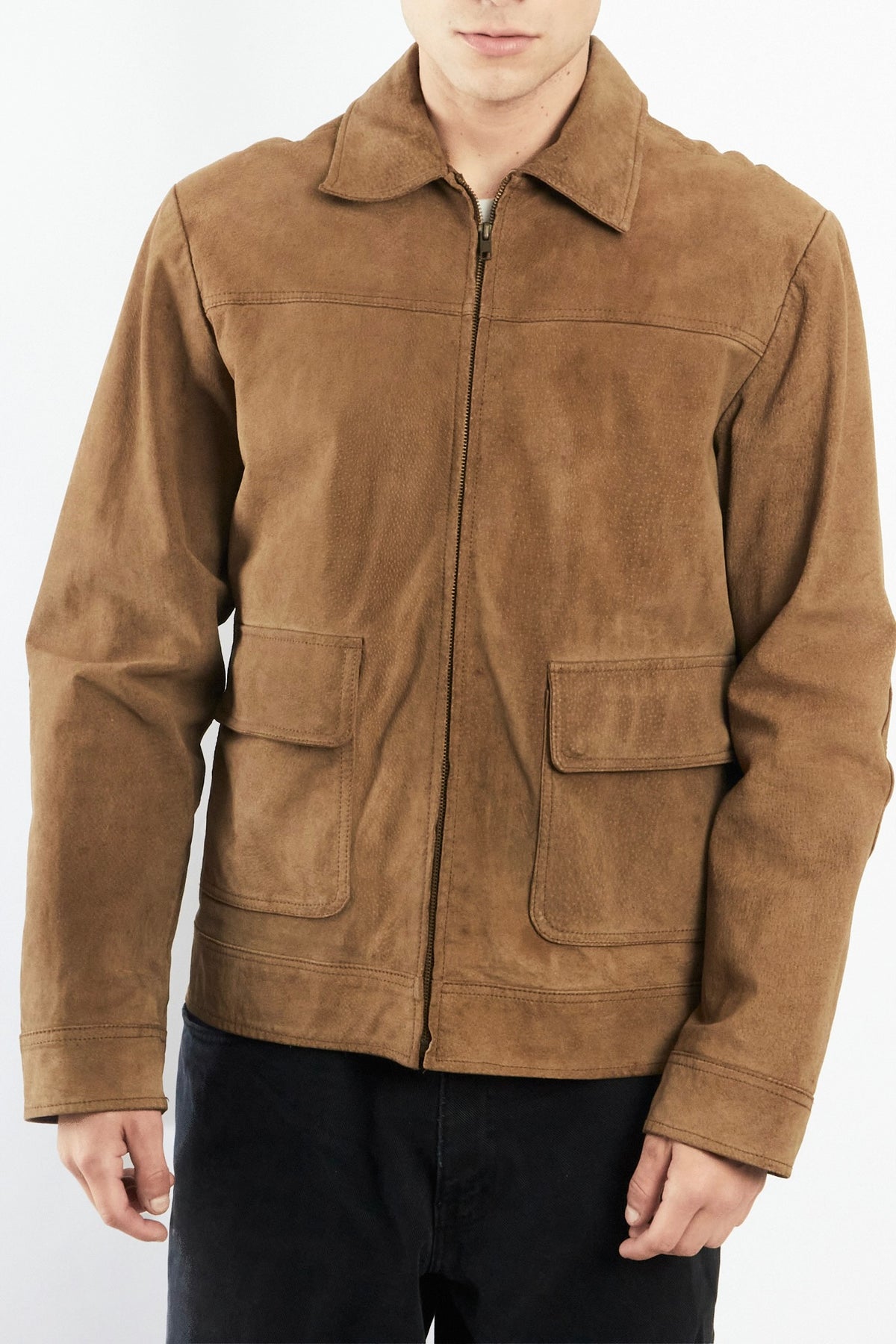 2000 Vintage Camel Workwear Leather Suede Jacket (M)