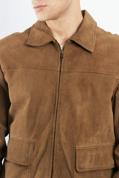 2000 Vintage Camel Workwear Leather Suede Jacket (M)