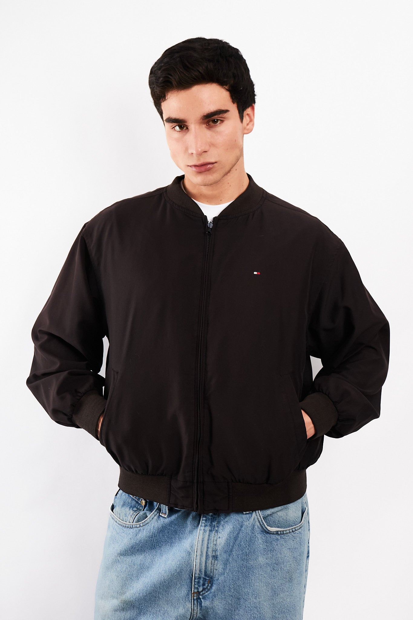 2000 Vintage Tommy Hilfiger Black Bomber Jacket (M)