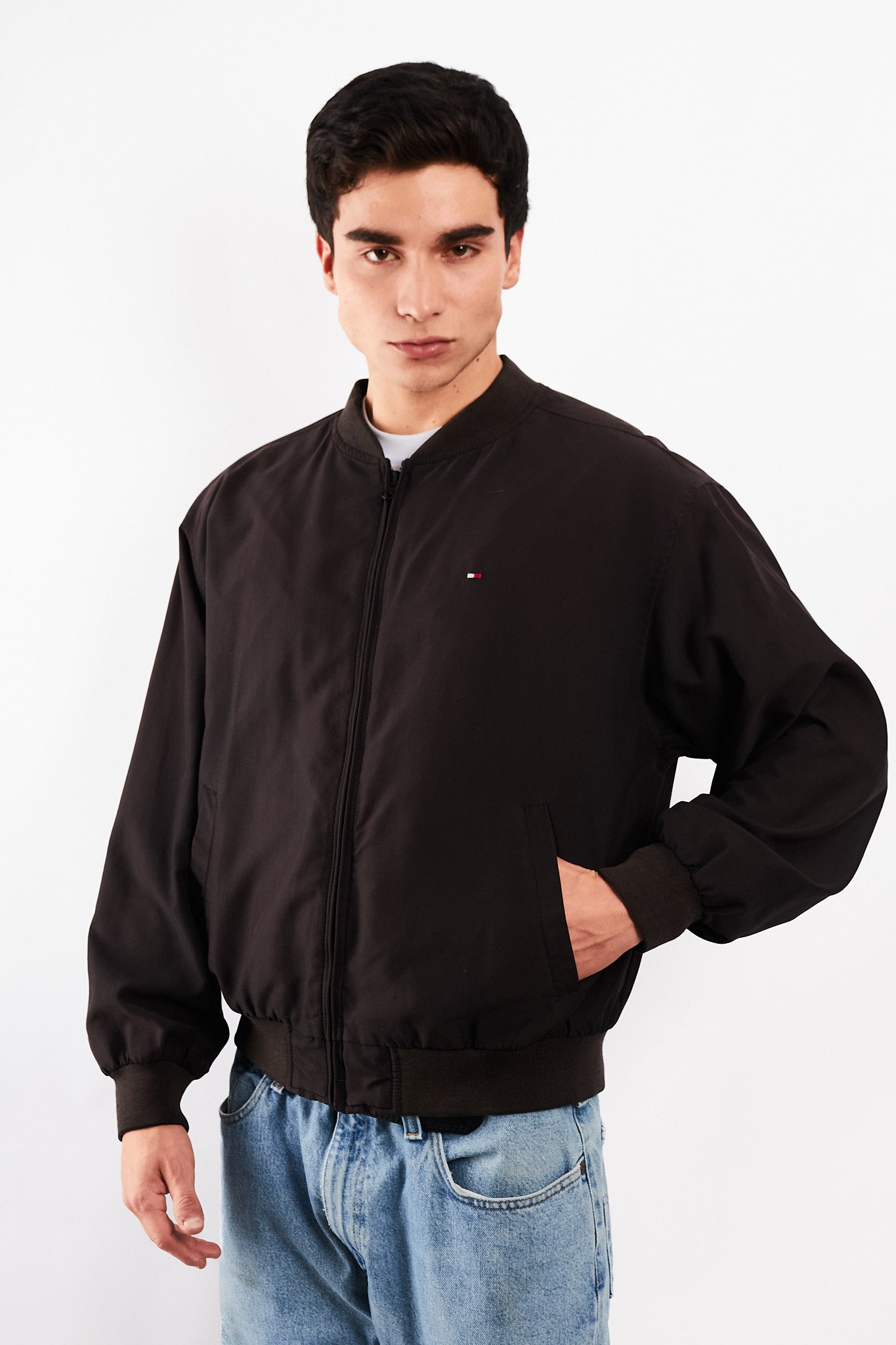 2000 Vintage Tommy Hilfiger Black Bomber Jacket (M)