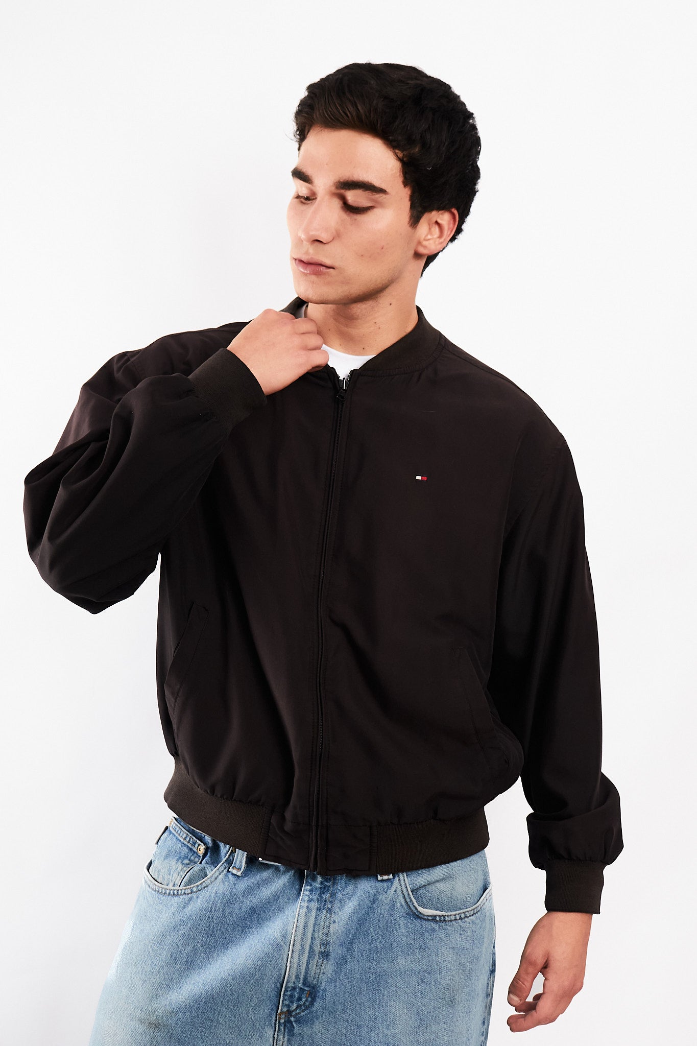 2000 Vintage Tommy Hilfiger Black Bomber Jacket (M)