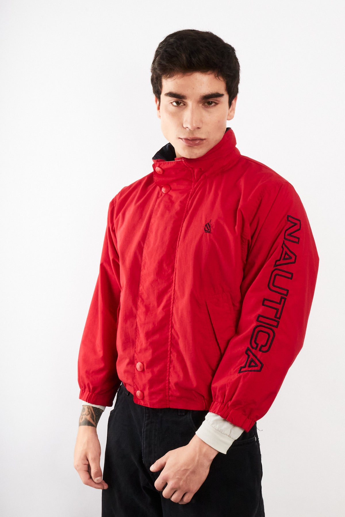 1990 Vintage Nautica Colorblock Spellout Jacket (S)