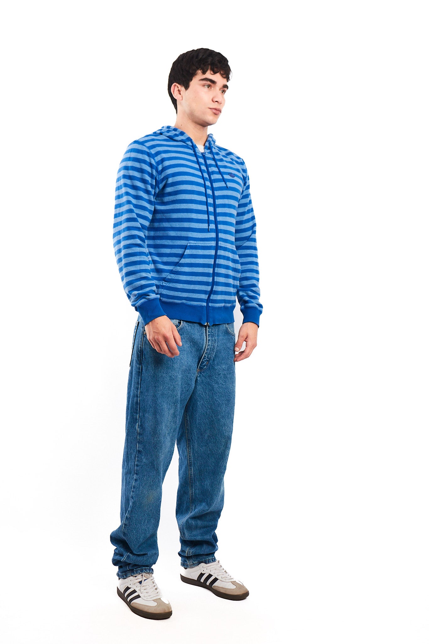 2000 Adidas Striped Full Zip Hoodie (M)