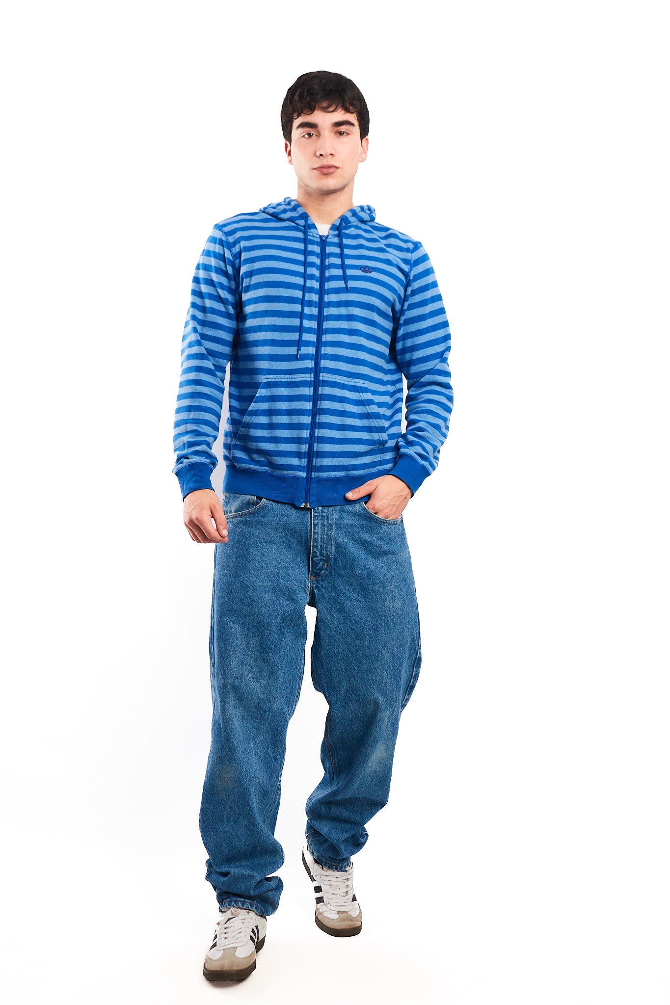 2000 Adidas Striped Full Zip Hoodie (M)