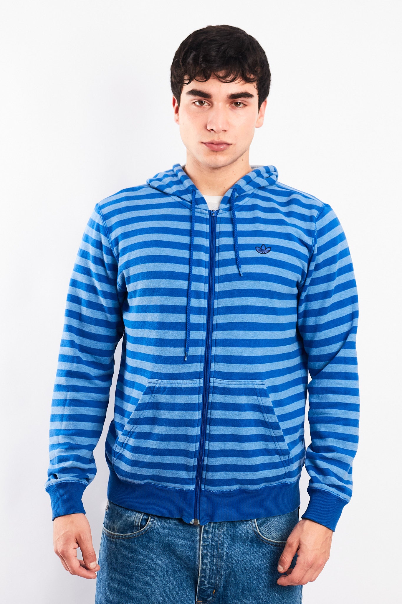 2000 Adidas Striped Full Zip Hoodie (M)