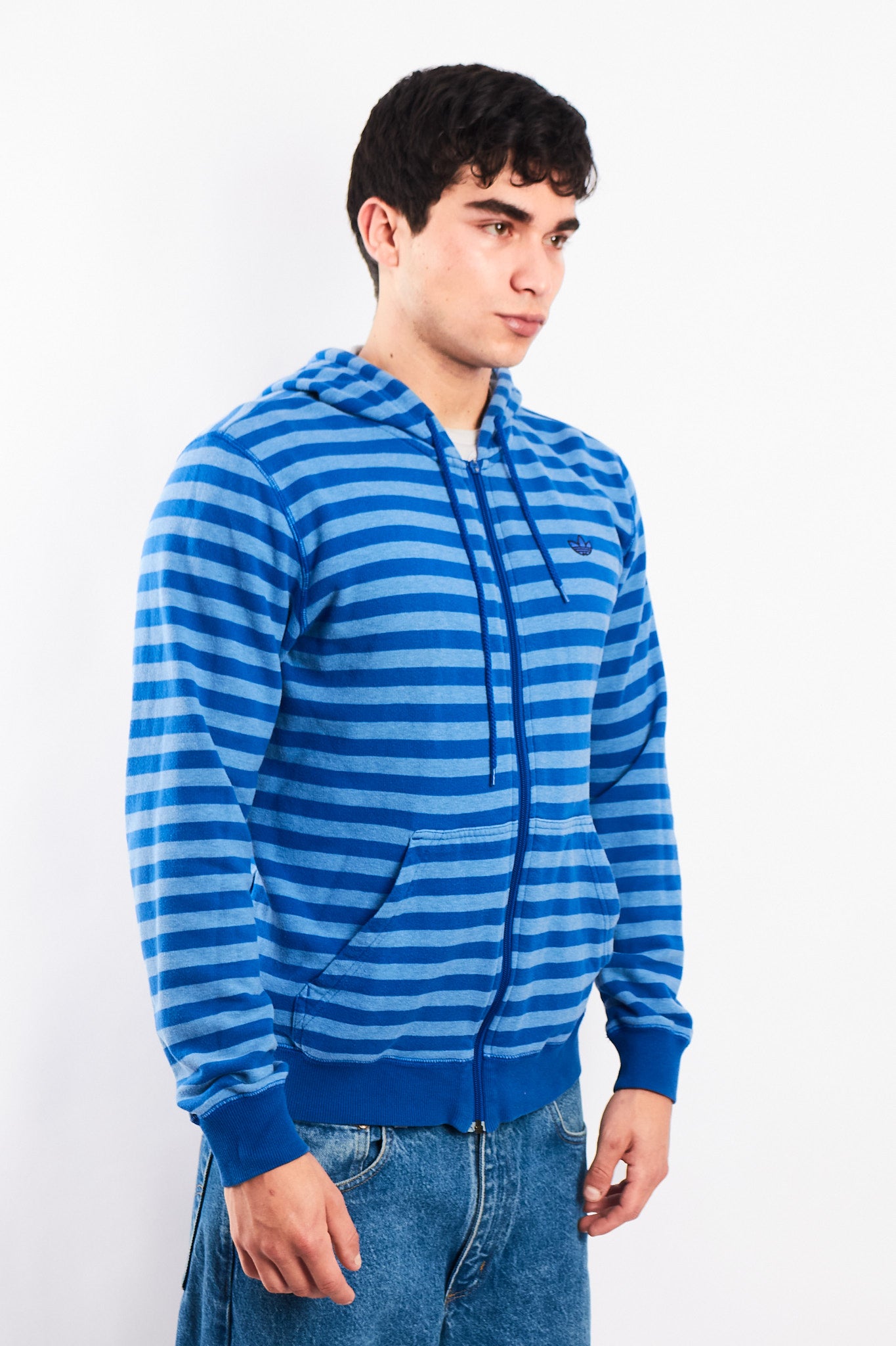 2000 Adidas Striped Full Zip Hoodie (M)