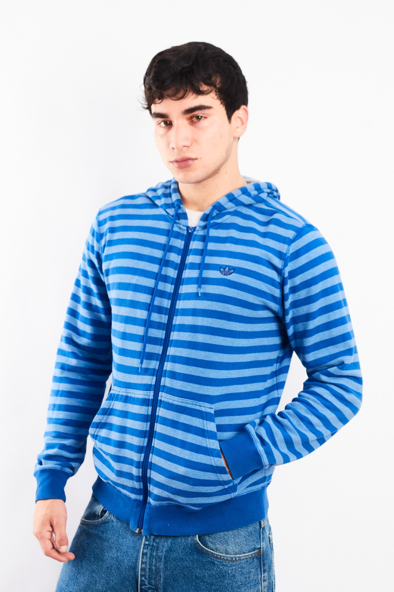 2000 Adidas Striped Full Zip Hoodie (M)