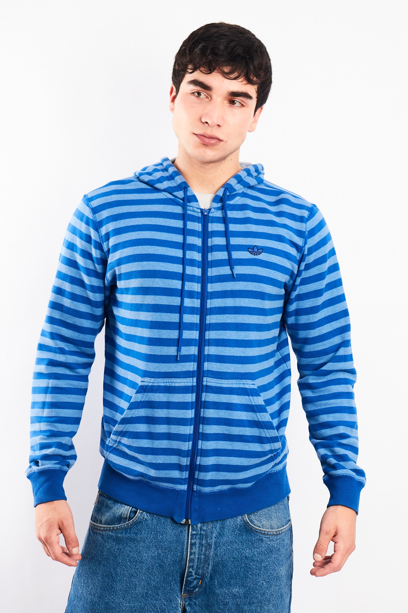 2000 Adidas Striped Full Zip Hoodie (M)