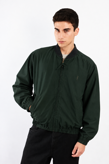 2000 Vintage Yves Saint Laurent Forest Green Bomber Jacket (M)