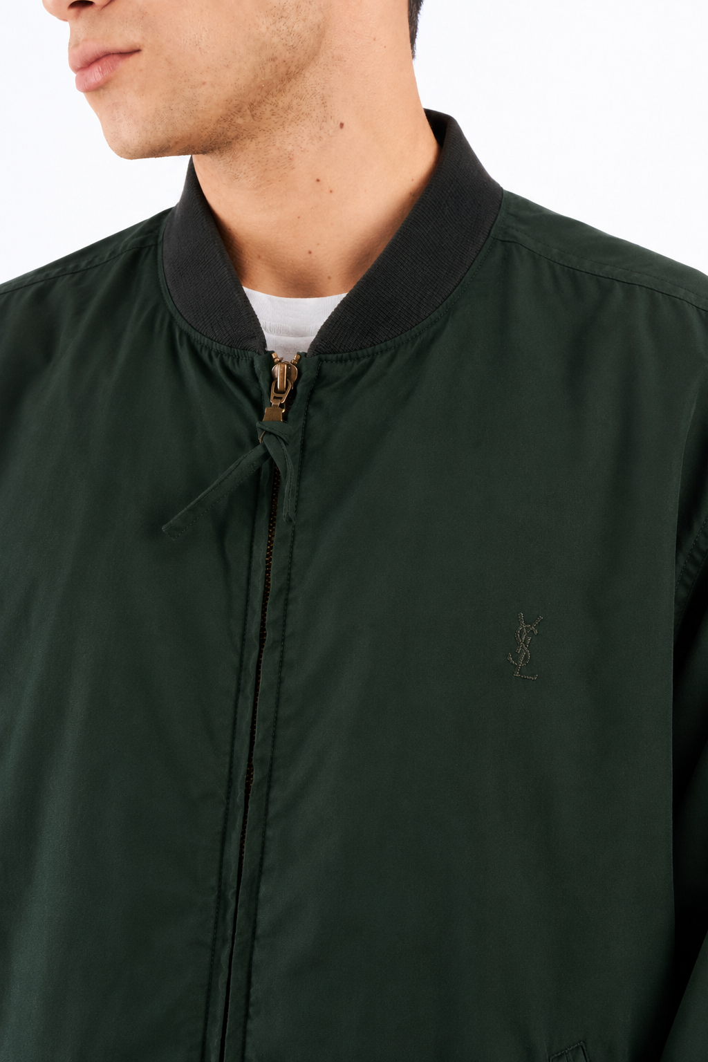 2000 Vintage Yves Saint Laurent Forest Green Bomber Jacket (M)