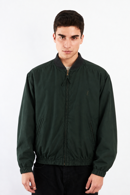 2000 Vintage Yves Saint Laurent Forest Green Bomber Jacket (M)