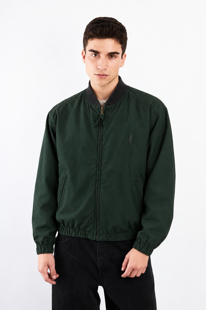 2000 Vintage Yves Saint Laurent Forest Green Bomber Jacket (M)